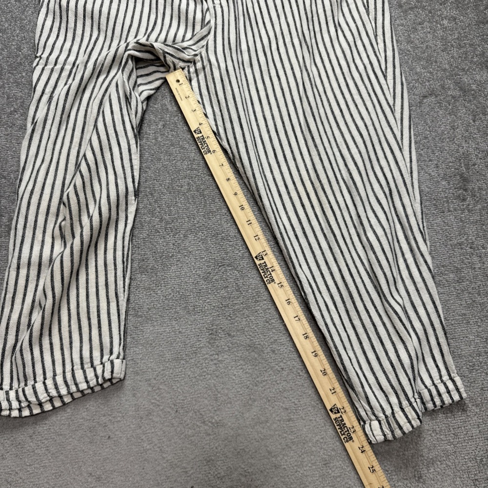 Linen Viscose Pants XXL Women's Black White Stripe Cropped Old Navy Drawstring - Picture 7 of 10